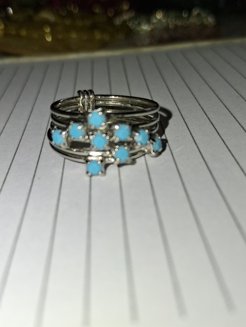 Sterling Silver Blue Stone Stackable Ring
